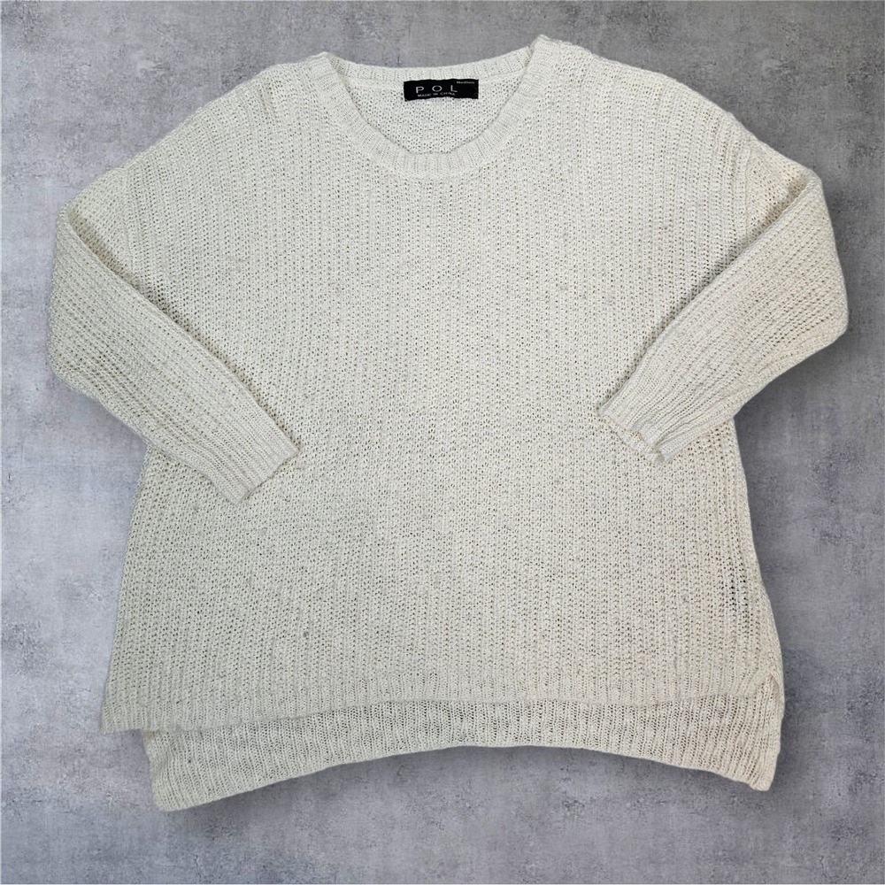POL Cream Chunky Knit Sweater Oversized Relaxed Fit Women's Medium N3